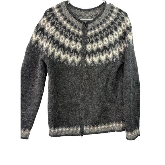 Handknitting Association of Iceland Sweaters - Handknitting Association of Iceland Wool Sweater – Gray & Black – 2-Way Zip